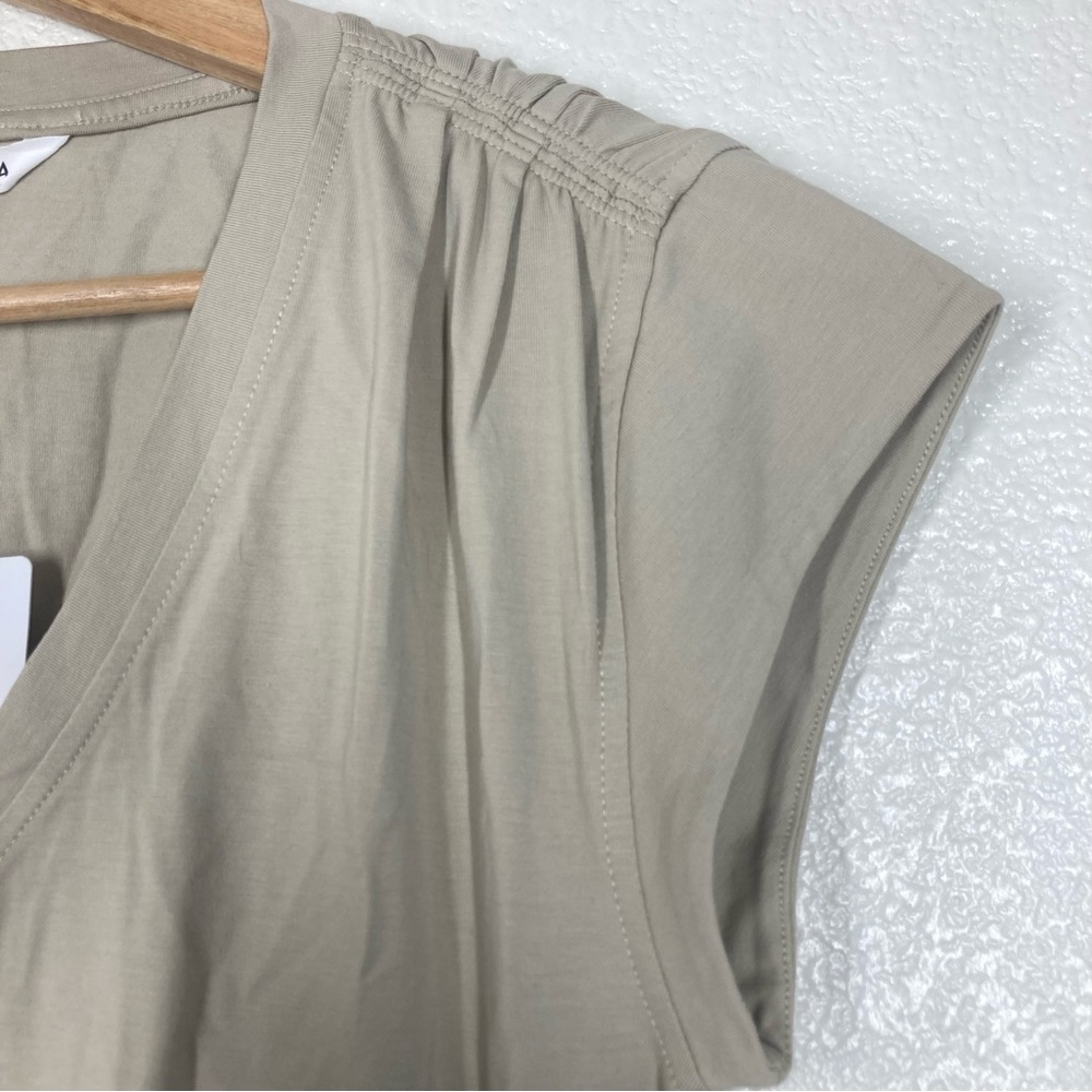 ATHLETA Effortless Tee Dress Small Stretch Anti-odor Beige Midi NWT Cotton - Picture 6 of 16